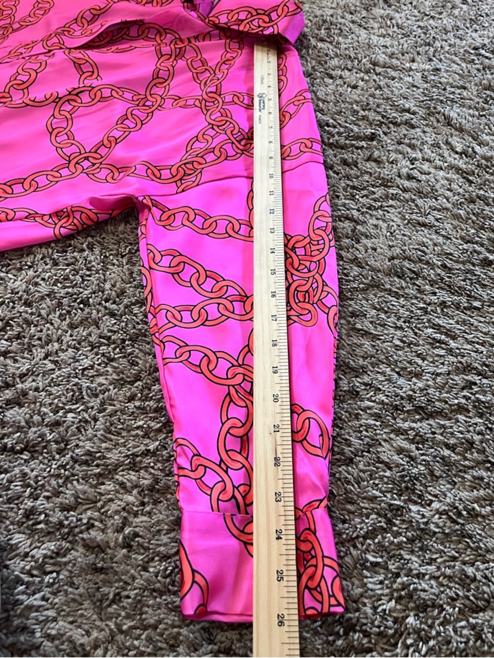 Sunday Up Pink Chain Print Midi Shirt Dress - Size Medium - Picture 12 of 12